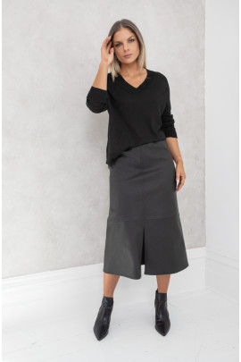 Polished Coated Midi Skirt