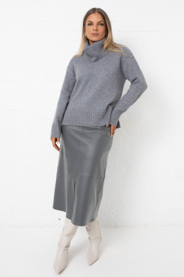Polished Coated Midi Skirt